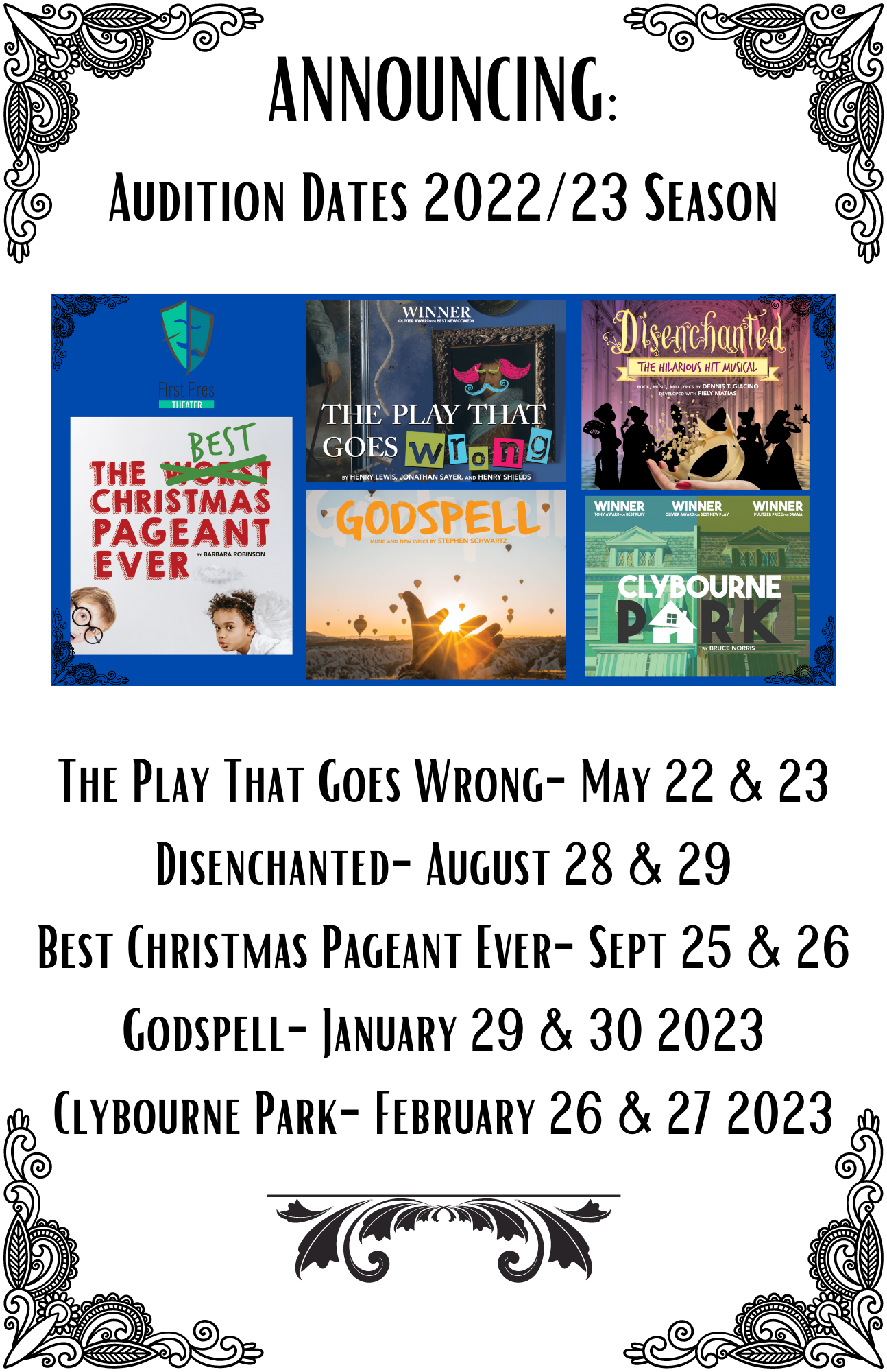 First Pres Theater 2022-2023 Audition Schedule - 1st Presbyterian Church